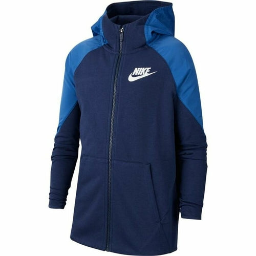 Blue Nike jacket with a white log, Sports Jacket Nike, Childrens jacket, wind breaker, jersey children, boys clothes, Nike, Adidas, Nike hoodie, Nike windbreaker, Ferrari jersey, Puma