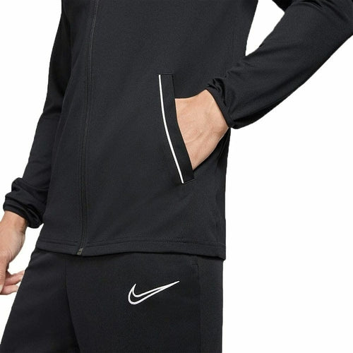 Black Nike tracksuit with a white logo, Man wearing a black Nike tracksuit, Nike, tracksuit, F1 merch, winter exercise clothes, men jersey, mens track pants, adidas, Ferrari, Lamborghini,  motogp, brand clothes